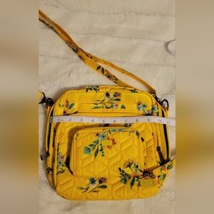 Yellow/Teal Floral Lug crossbody bag with separate wallet